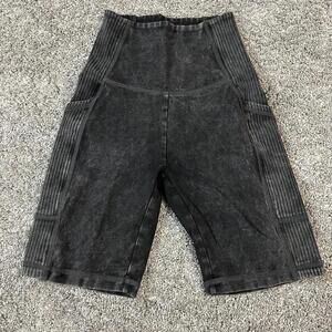 Aerie Offline Black Acid Wash Biker Shorts size XXS NWOT